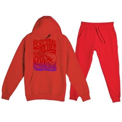 Electric Blues Festival Live Music Santa Cruz California Premium Hooded Sweatsuit Set