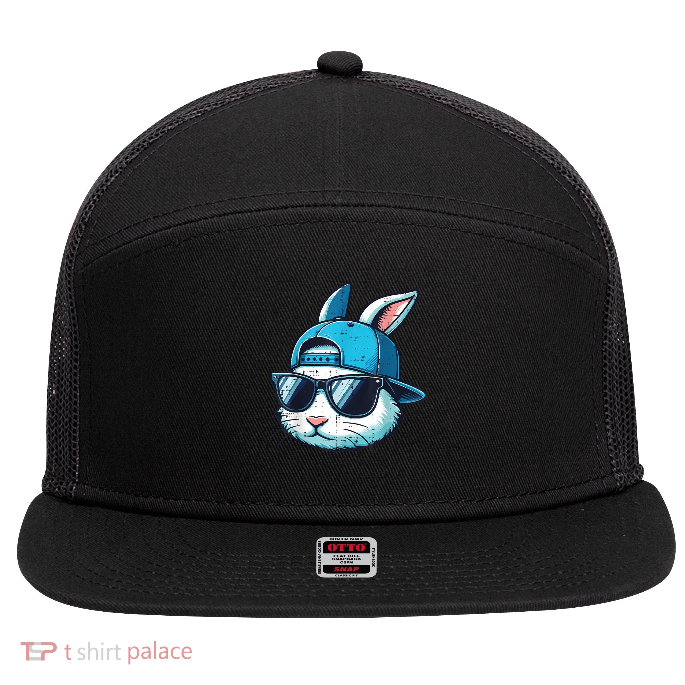 Easter Bunny Face Baseball Cap Sunglasses Rabbit Boy 7 Panel Mesh Trucker Snapback Hat