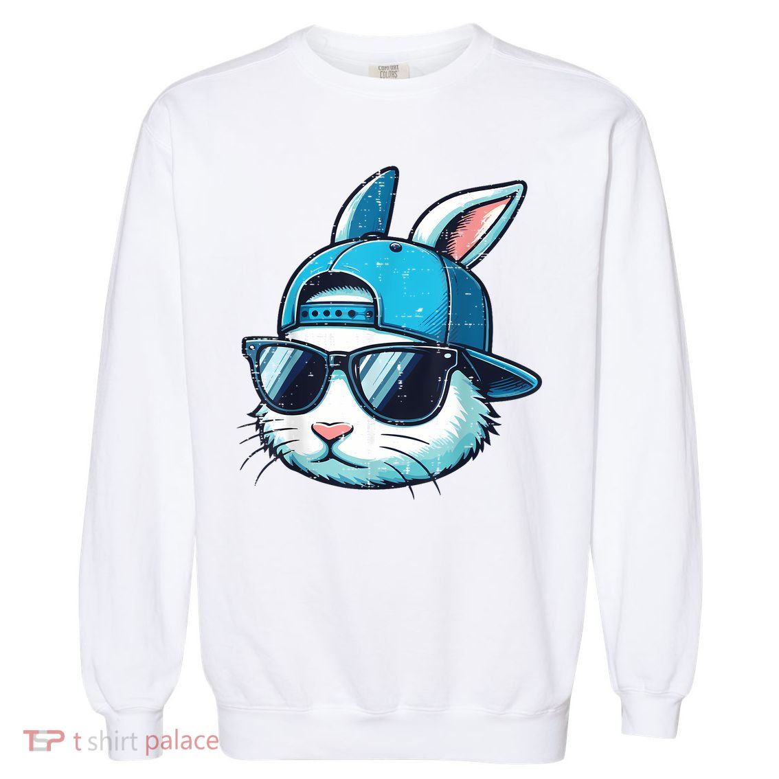 Easter Bunny Face Baseball Cap Sunglasses Rabbit Boy Garment-Dyed Sweatshirt