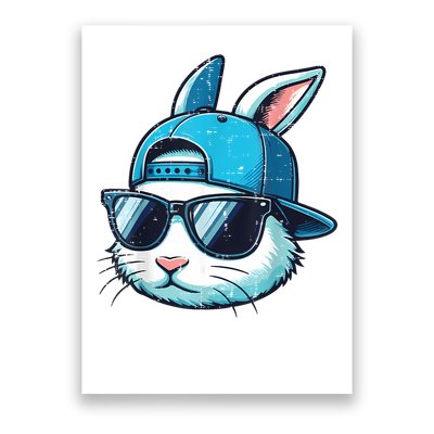 Easter Bunny Face Baseball Cap Sunglasses Rabbit Boy Poster