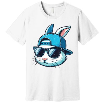 Easter Bunny Face Baseball Cap Sunglasses Rabbit Boy Premium T-Shirt