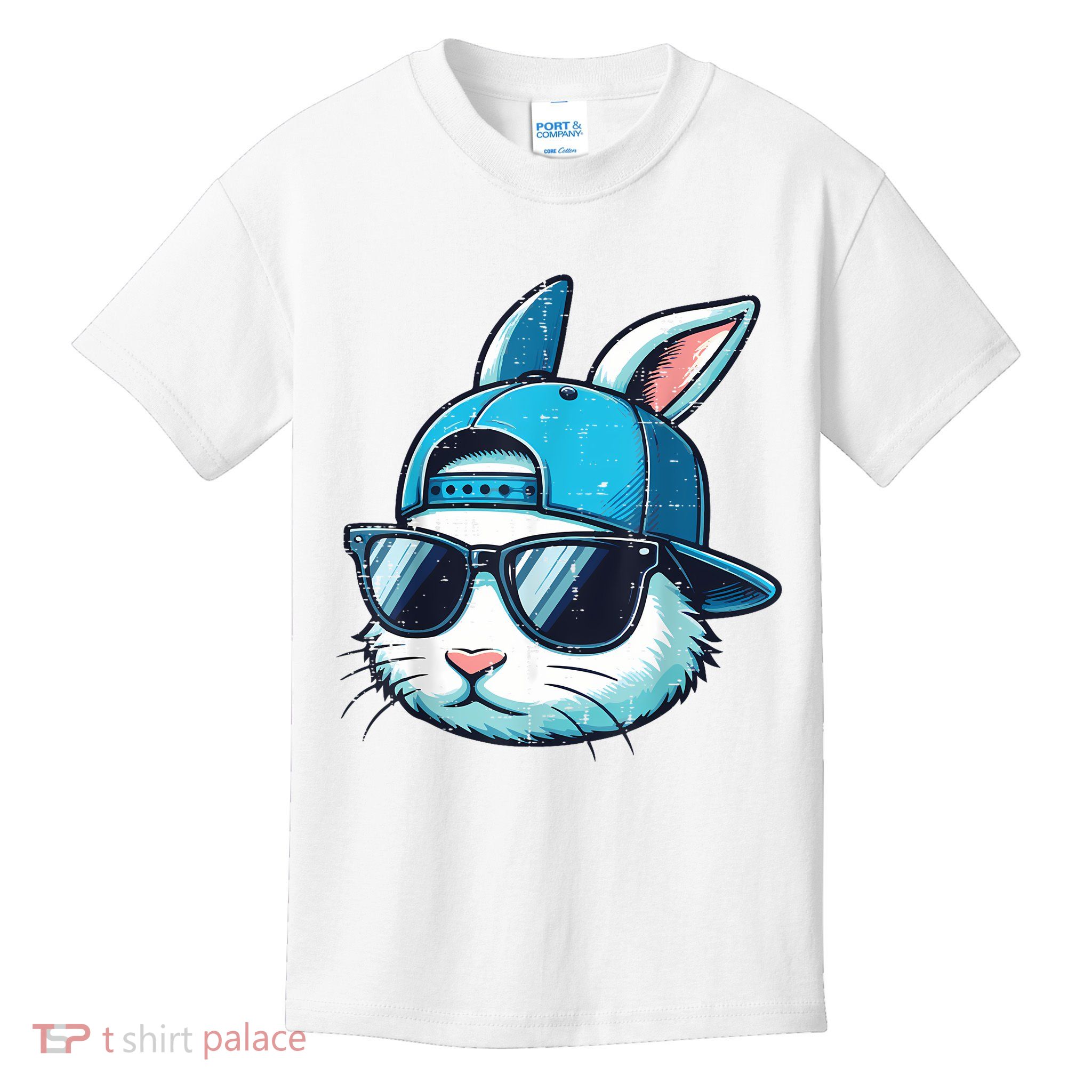 Easter Bunny Face Baseball Cap Sunglasses Rabbit Boy Kids T-Shirt
