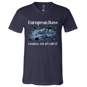 European Bass Fishing Tournament V-Neck T-Shirt