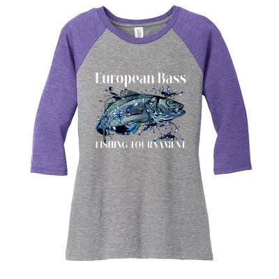 European Bass Fishing Tournament Women's Tri-Blend 3/4-Sleeve Raglan Shirt