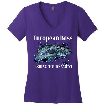 European Bass Fishing Tournament Women's V-Neck T-Shirt