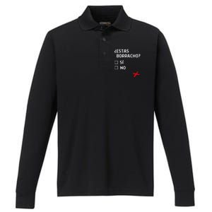 Estas Birracho? Funny Spanish Gift Performance Long Sleeve Polo