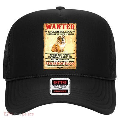 English Bulldog Funny Dog Lover Gifts High Crown Mesh Back Trucker Hat