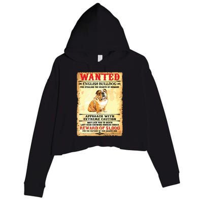 English Bulldog Funny Dog Lover Gifts Crop Fleece Hoodie