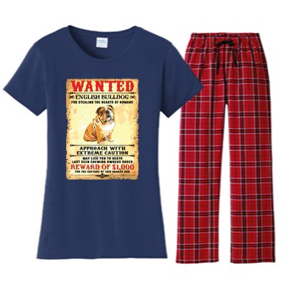 English Bulldog Funny Dog Lover Gifts Women's Flannel Pajama Set