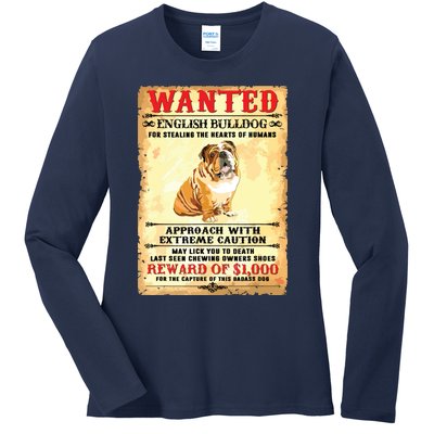 English Bulldog Funny Dog Lover Gifts Ladies Long Sleeve Shirt