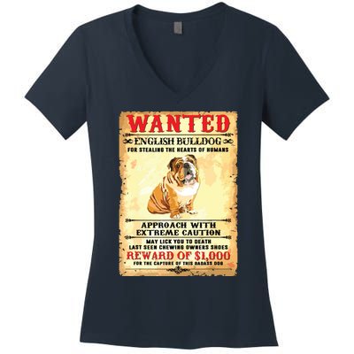 English Bulldog Funny Dog Lover Gifts Women's V-Neck T-Shirt