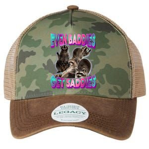 Even Baddies Get Saddies Raccoon Funny Oddly Specific Meme Legacy Tie Dye Trucker Hat