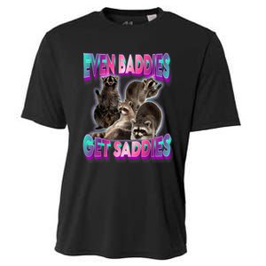 Even Baddies Get Saddies Raccoon Funny Oddly Specific Meme Cooling Performance Crew T-Shirt