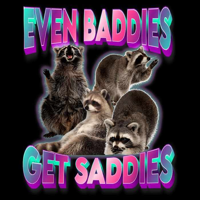 Even Baddies Get Saddies Raccoon Funny Oddly Specific Meme City Backpack