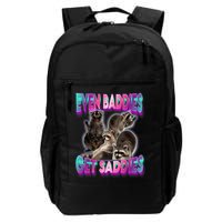 Even Baddies Get Saddies Raccoon Funny Oddly Specific Meme Backpack