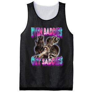 Even Baddies Get Saddies Raccoon Funny Oddly Specific Meme Mesh Reversible Basketball Jersey Tank