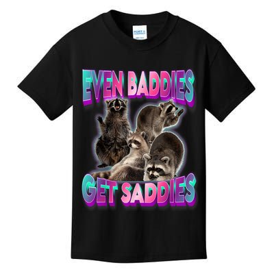 Even Baddies Get Saddies Raccoon Funny Oddly Specific Meme Kids T-Shirt