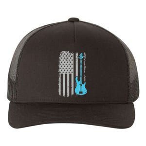 Electric Bass Guitar Player American Flag Musician Yupoong Adult 5-Panel Trucker Hat