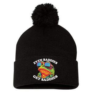 Even Baddies Get Saddies Pom Pom 12in Knit Beanie