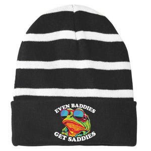 Even Baddies Get Saddies Striped Beanie with Solid Band