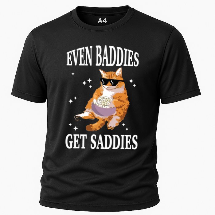 Even Baddies Get Saddies Funny Cat Meme Cooling Performance Crew T-Shirt