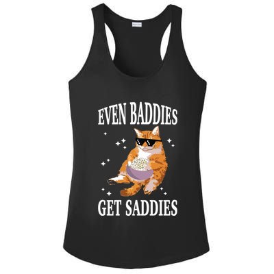 Even Baddies Get Saddies Funny Cat Meme Ladies PosiCharge Competitor Racerback Tank
