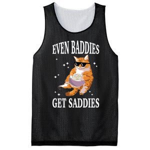 Even Baddies Get Saddies Funny Cat Meme Mesh Reversible Basketball Jersey Tank