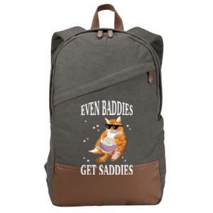 Even Baddies Get Saddies Funny Cat Meme Cotton Canvas Backpack