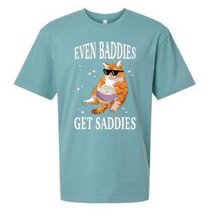 Even Baddies Get Saddies Funny Cat Meme Sueded Cloud Jersey T-Shirt