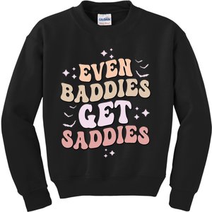 Even Baddies Get Saddies Groovy Style Graphic Kids Sweatshirt