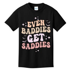 Even Baddies Get Saddies Groovy Style Graphic Kids T-Shirt