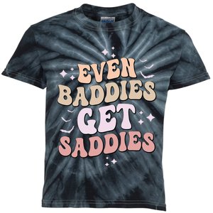 Even Baddies Get Saddies Groovy Style Graphic Kids Tie-Dye T-Shirt