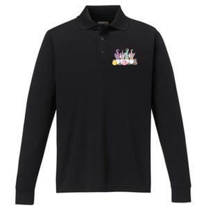 Easter Bunny Gnome Easter Eggs Hunting Performance Long Sleeve Polo