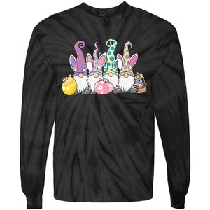 Easter Bunny Gnome Easter Eggs Hunting Tie-Dye Long Sleeve Shirt