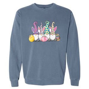 Easter Bunny Gnome Easter Eggs Hunting Garment-Dyed Sweatshirt