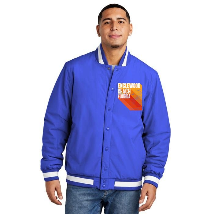 Englewood Beach Gift Retro Style Florida Gift Insulated Varsity Jacket