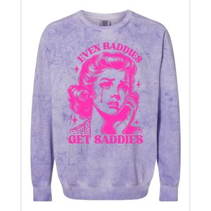 Even Baddies Get Saddies Retro Lady Colorblast Crewneck Sweatshirt