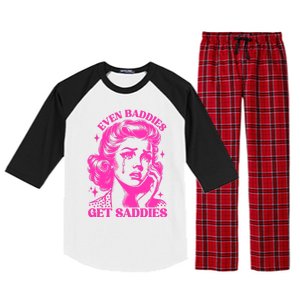 Even Baddies Get Saddies Retro Lady Raglan Sleeve Pajama Set