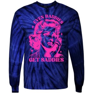 Even Baddies Get Saddies Retro Lady Tie-Dye Long Sleeve Shirt