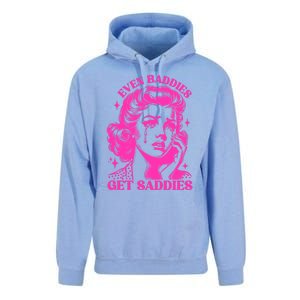 Even Baddies Get Saddies Retro Lady Unisex Surf Hoodie