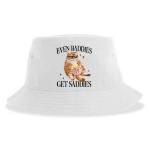 Even Baddies Get Saddies Funny Cat Meme Sustainable Bucket Hat