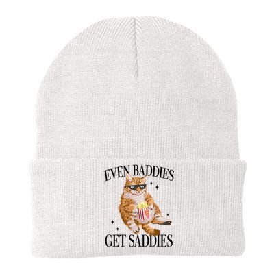 Even Baddies Get Saddies Funny Cat Meme Knit Cap Winter Beanie