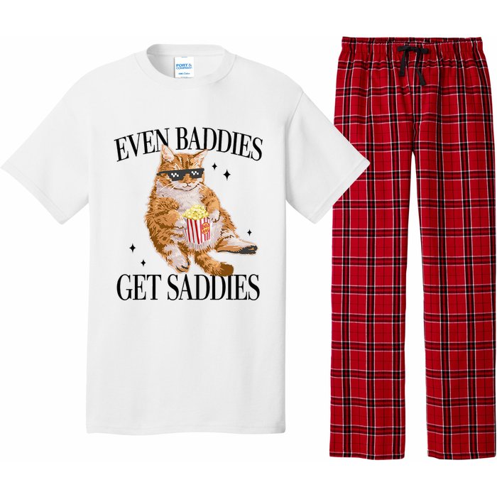 Even Baddies Get Saddies Funny Cat Meme Pajama Set