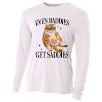 Even Baddies Get Saddies Funny Cat Meme Cooling Performance Long Sleeve Crew