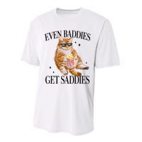 Even Baddies Get Saddies Funny Cat Meme Performance Sprint T-Shirt