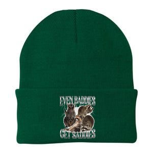 Even Baddies Get Saddies Raccoon Funny Oddly Specific Meme Knit Cap Winter Beanie