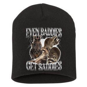 Even Baddies Get Saddies Raccoon Funny Oddly Specific Meme Short Acrylic Beanie