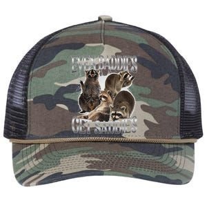 Even Baddies Get Saddies Raccoon Funny Oddly Specific Meme Retro Rope Trucker Hat Cap