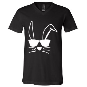 Easter Boy Girl Hip Easter Bunny Sunglasses V-Neck T-Shirt