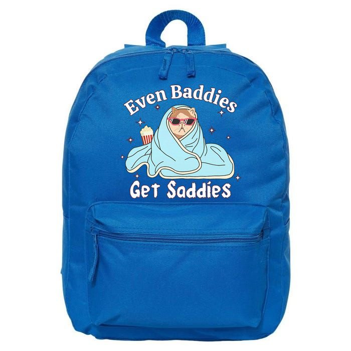 Even Baddies Get Saddies Funny Cat Sarcastic 16 in Basic Backpack